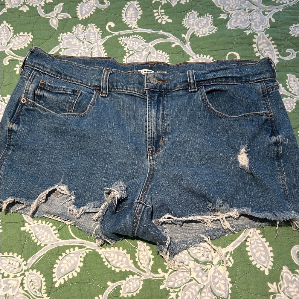 Old Navy Boyfriend Blue Distressed Jean Shorts